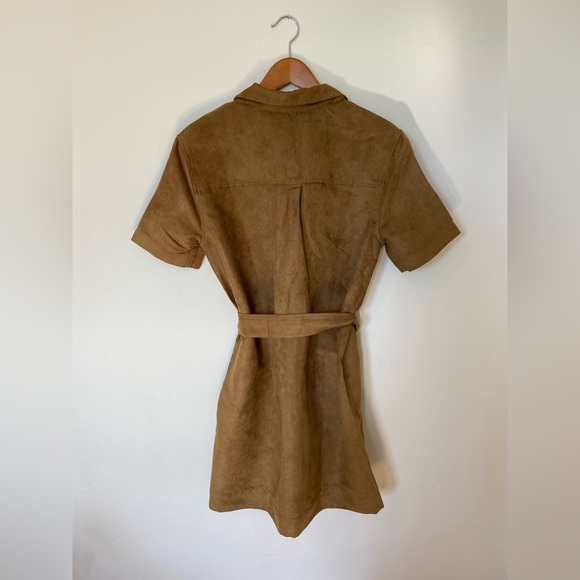 NWT Banana Republic Brown Vegan Suede Short Sleeve Shirtdress Size M - Picture 6 of 9